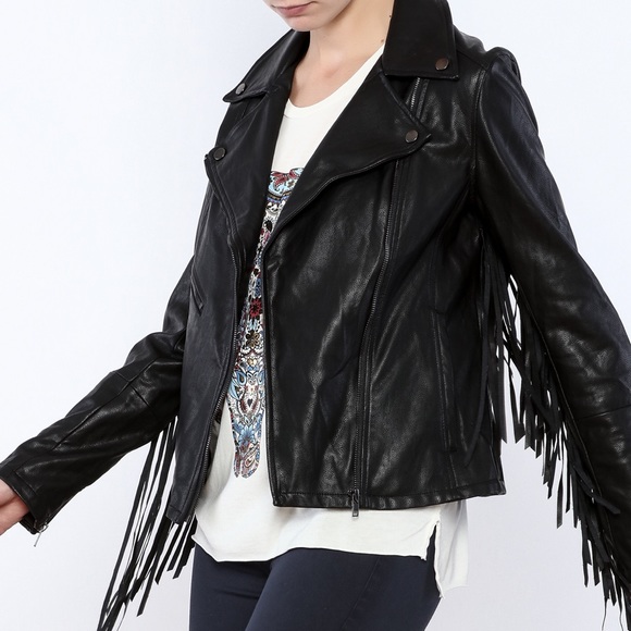 Vintage Havana Jackets & Blazers - Vintage Havana Faux Leather Fringe Leather Jacket